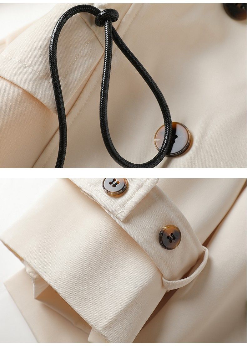 "Elegante trench con cintura in vita per donna - Giacca corta snellente con colletto polo e maniche a principessa, camicetta in poliestere leggero di colore puro"_voghion.com
