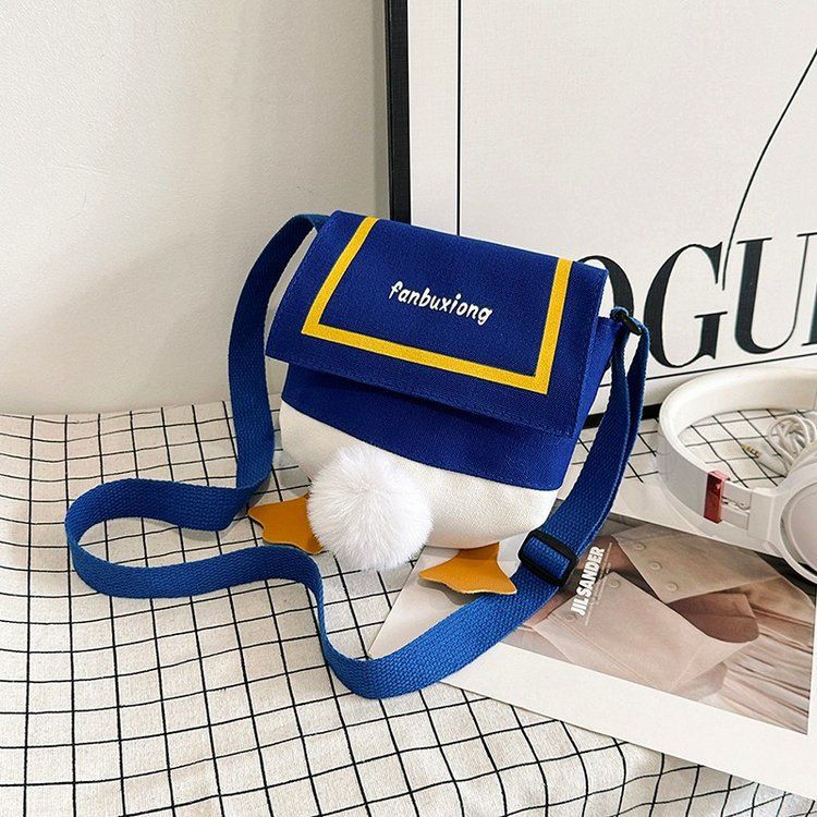 Come On Duck Canvas Bag Cute Messenger Bag Elementary School Kindergarten Gift Bag_voghion.com