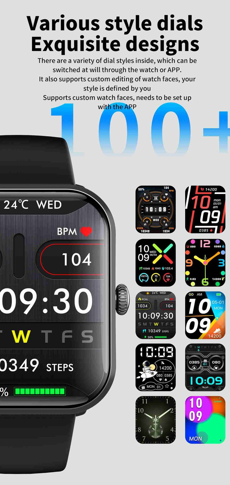 High Quality Unisex Smartwatch Square IPS Display Heart Rate Tracker Android IOS IP67 Magnetic Music Player Silicone_voghion.com