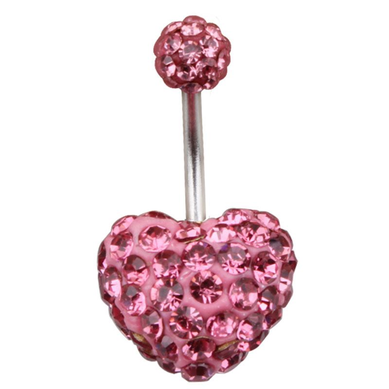 Piercing all'ombelico con anello a forma di cuore Shambhala con diamanti, esclusivo per e-commerce transfrontaliero_voghion.com