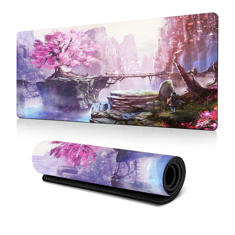 Tappetino per mouse con motivo floreale e albero, con trasferimento termico, per pittura di paesaggi popolari_voghion.com
