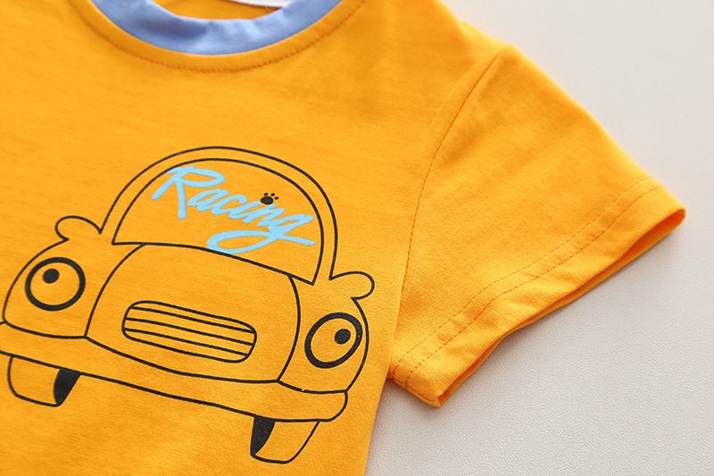Sommardräkt för pojkar, trendiga baby- och barnkläder, kortärmade kläder med tecknad bil, sommar för ett år gammal pojke_voghion.com