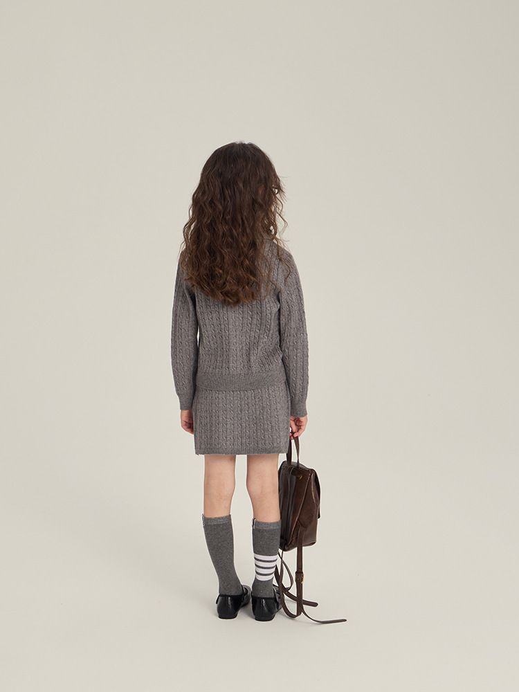 Ensemble tricoté Aimo Beibei pour filles, édition coréenne, style universitaire, nouveauté automne, pull, cardigan et jupe, 2 pièces_voghion.com