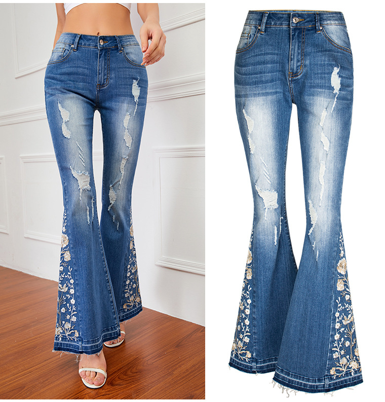 Γυναικεία ρούχα με τζιν για γυναίκες Βαριά βιομηχανία τρισδιάστατο κέντημα 3D Γυναικείο τζιν παντελόνι_voghion.com