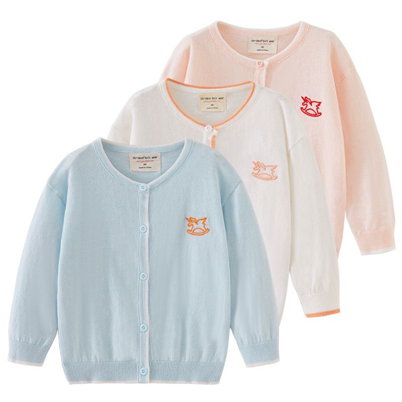 Cardigan lavorato a maglia sottile per bambine, in cotone, all'ingrosso, estivo, per bambine, con piccolo scialle e protezione solare_voghion.com
