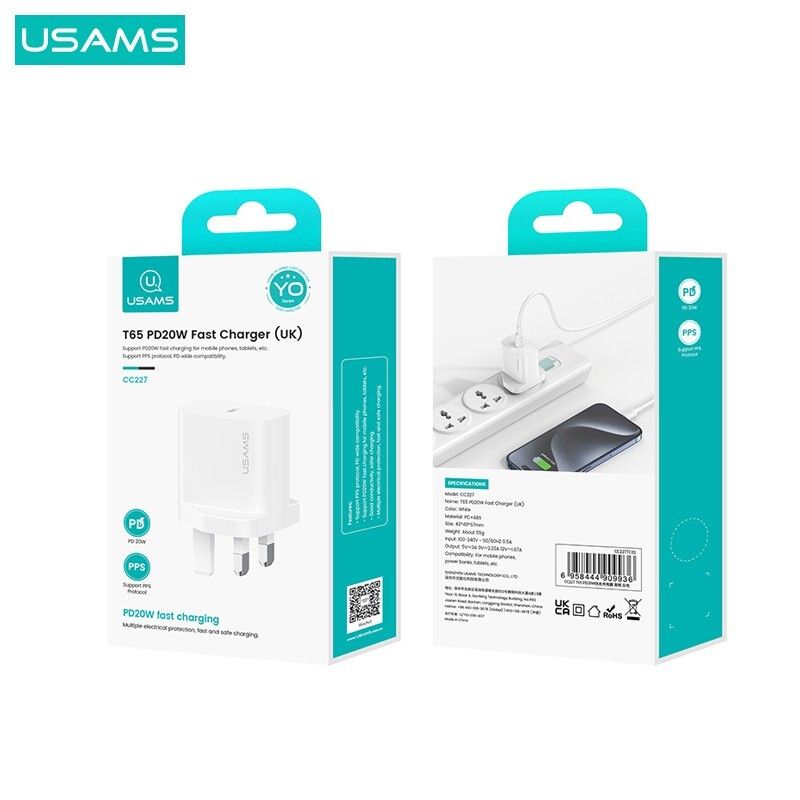 UK 3-poliger USB-Steckeradapter Netz-Wand-Schnellladegerät 20 W USB-Telefone Tablet - Typ C_voghion.com
