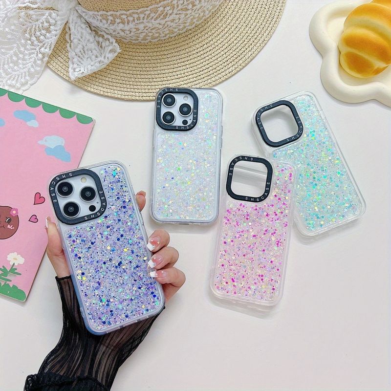 Φωτεινή προστατευτική θήκη τηλεφώνου με γκλίτερ για 11/12/13/14/12 Pro Max/11 Pro/14 Pro/15, δώρο για γενέθλια, κοπέλα, φίλο_voghion.com