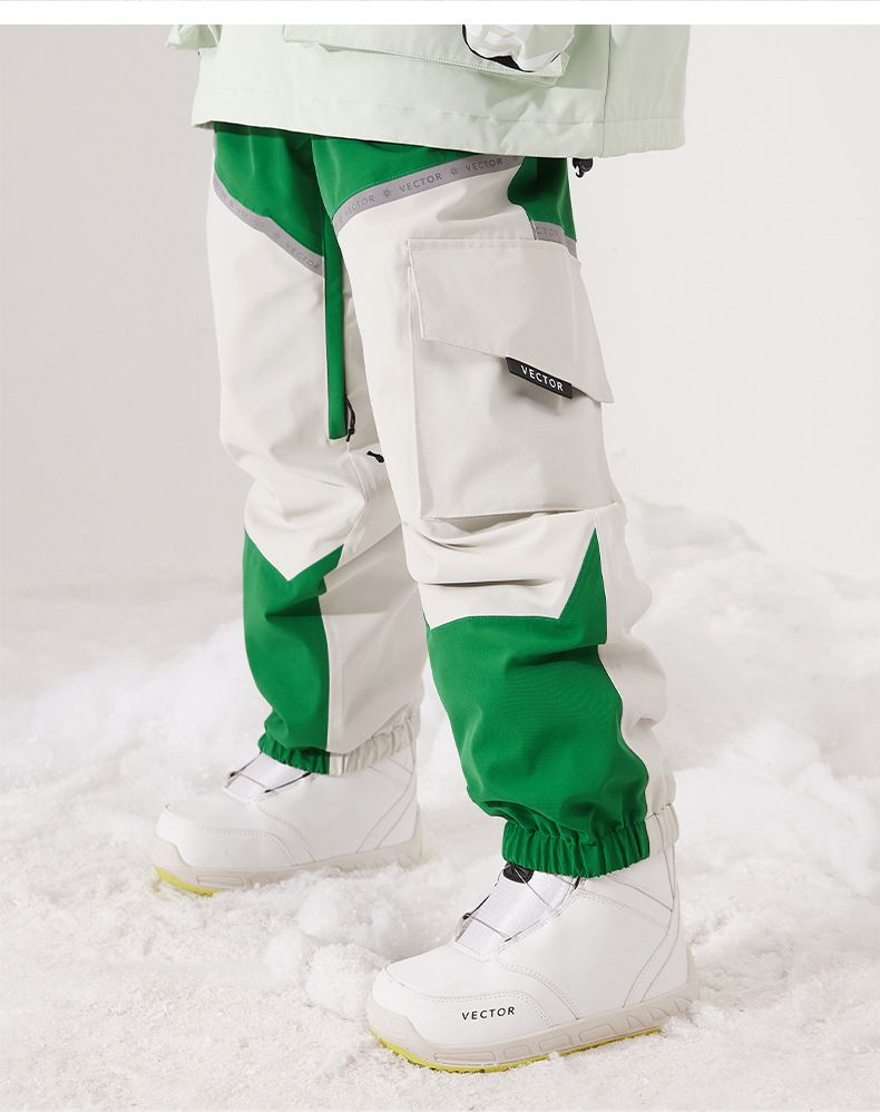 Wasserdichte Skihose für Damen und Herren – Winddichte Thermo-Snowboardhose mit Farbblock-Design_voghion.com