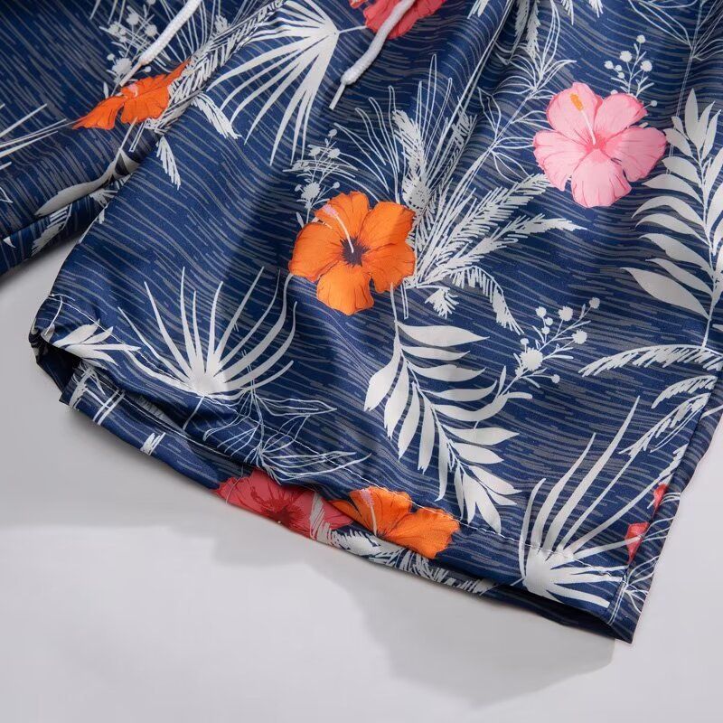 Strand til mænd, strandferie, Hawaii, kortærmet blomsterskjorte, løs og alsidig, afslappet parsæt i to dele_voghion.com