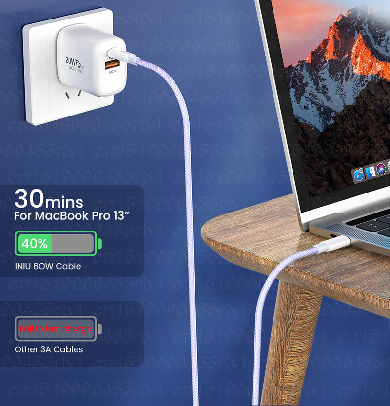 3A PD 60W USB Typ C zu USB C Kabel Schnellladung 480 Mbit/s OD3.8 Schnellladedatenkabel für Book Pro Huawei Sa_voghion.com
