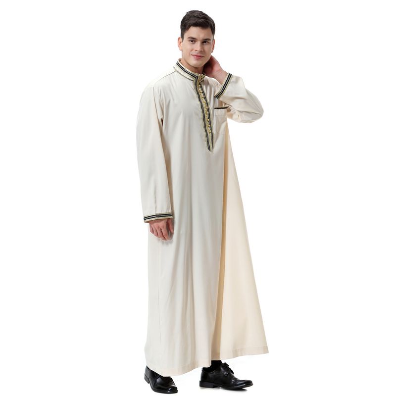 Herenkleding Heren Applicatie Opstaande Kraag Robe_voghion.com