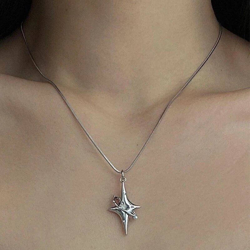 Korean Fashion Chains Crystal Star Necklace Cute Shiny Collar Egirl Aesthetic Necklace Women Y2K Jewelry Punk Accessories Boho_voghion.com