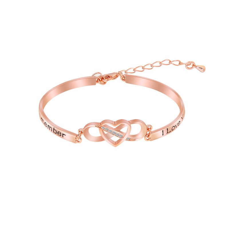 Bracciale da donna in acciaio inossidabile alla moda, con croce a forma di cuore tempestata di diamanti, in stile coreano e giapponese, con 8 caratteri incisi_voghion.com