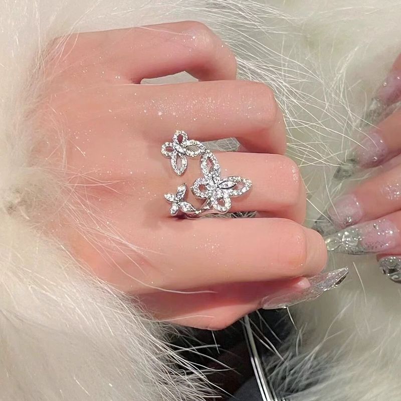 Anello a farfalla fantasma di alta qualità, nicchia femminile, lusso leggero di alta gamma, anello smaltato regolabile, fiocco tridimensionale,_voghion.com