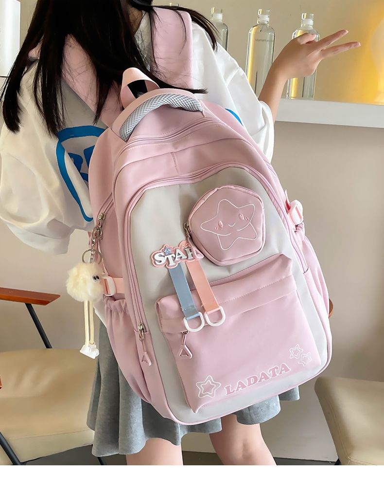 Zaino retrò elegante per adolescenti e adulti - Zaino scolastico in nylon leggero con ampia capacità di 20-35 litri, comode cinghie imbottite, adatto a laptop da 15 pollici_voghion.com