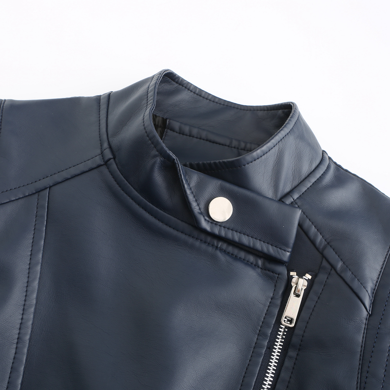 Dammekleedung Neie PU Lapel Schlank Liederjacket Fréijoer an Hierscht Dënn Langarm Mantel Kuerzjacket_voghion.com