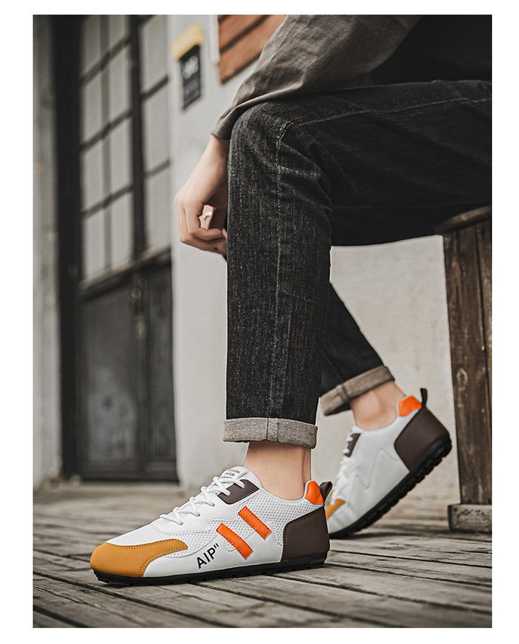 Φθινοπωρινά Νέα Αναπνέοντα Mesh Λευκά Ανδρικά Μοντέρνα Ευέλικτα Επίπεδα Casual Μονόχρωμα Αθλητικά Παπούτσια_voghion.com