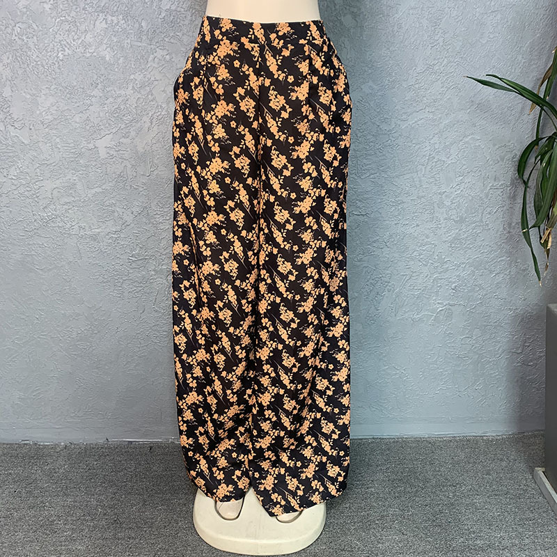 Women's digital printed suit with cape and robe paired with printed loose wide-leg pants and trousers with belt_voghion.com