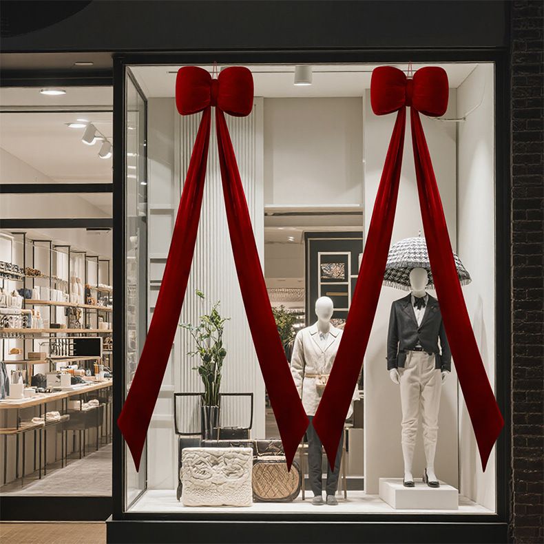 150CM Velvet Christmas Bow Decor – Elegant Holiday Ribbon For Tree, Mantel & Gift Wrapping (Wine Red/Bright Red)_voghion.com