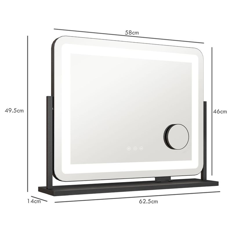 Vanity Mirror With 3 Colour LED Light, Magnifier, USB Port, Touch Screen_voghion.com