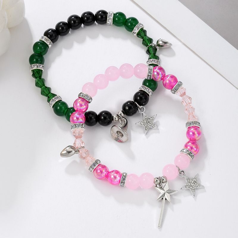 Bracelet créatif en perles artisanales Wicked, chapeau de sorcière et baguette magique de princesse, assorti à tout_voghion.com