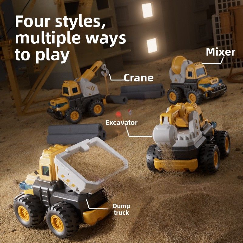 Children's Push Excavator For Boys And Girls Aged 0-1, 3, Baby, 2, Inertia Pull-back Toy Car_voghion.com