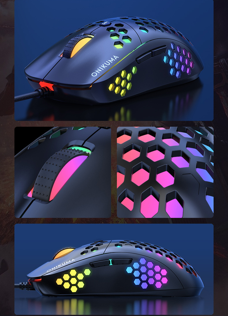 Die kabelgebundene neue CW-Profi-Gaming-Maus mit sechs Geschwindigkeiten und DPI einstellbarer RGB-Licht-USB-Schnittstelle ist geeignet_voghion.com