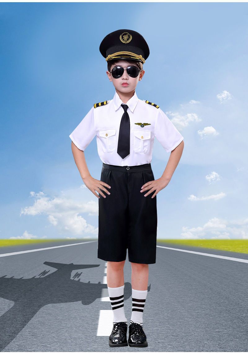Mother & Kids Children's Captain Stewardess Uniform Primary School Student Vest Flight Attendant Pilot_voghion.com