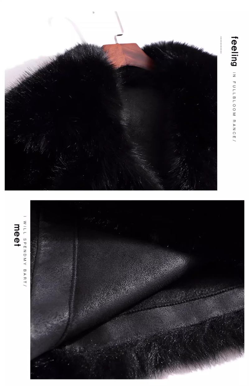 Cappotto di pelliccia di visone di lusso per donna - Collo in pelliccia di volpe, vestibilità slim, elegante capospalla invernale con cintura, nero/marrone/bianco_voghion.com