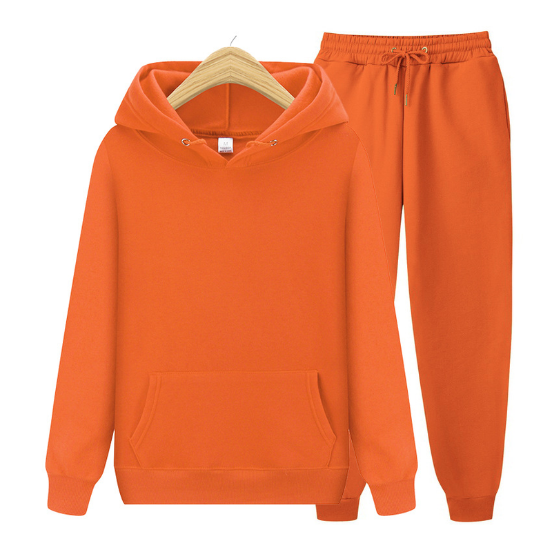 Abbigliamento da uomo Set di due pezzi con cappuccio, felpa e pantaloni della tuta, tinta unita_voghion.com
