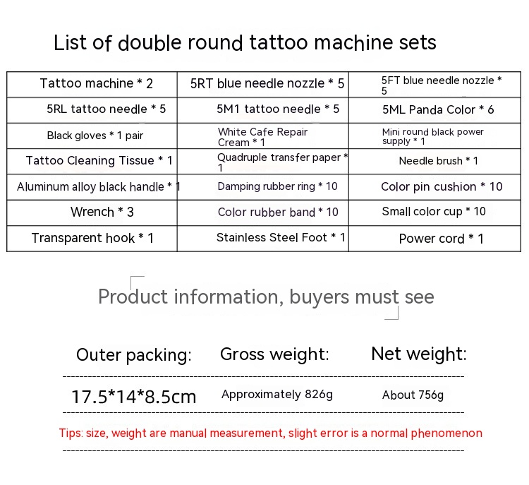 Macchina doppia rotonda speciale per principianti, set di pratica, attrezzatura per tatuaggi_voghion.com