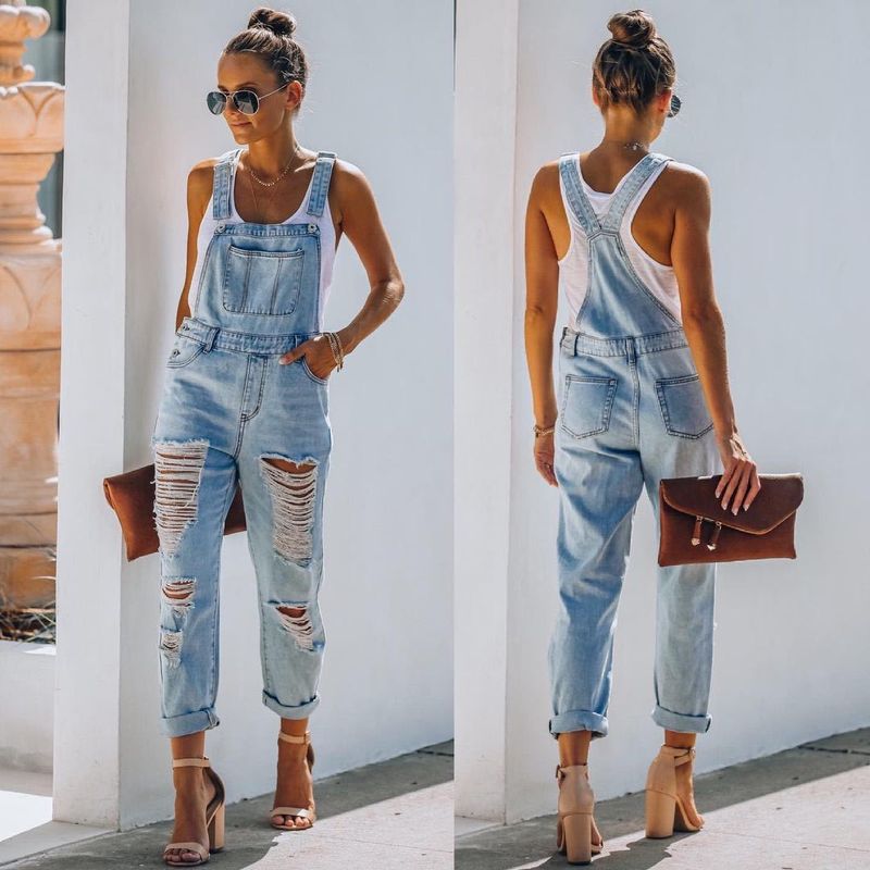 denim jumpsuit voor dames temperament forens katoen denim gewone lichte en middelhoge blauwe jeans voor dames_voghion.com