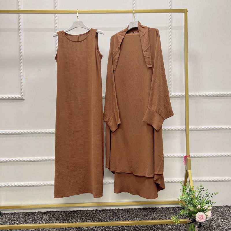 Verve Abaya Vêtements pour femmes musulmanes Dubaï Turquie Robe à manches chauve-souris Robe intérieure Ensemble deux pièces_voghion.com