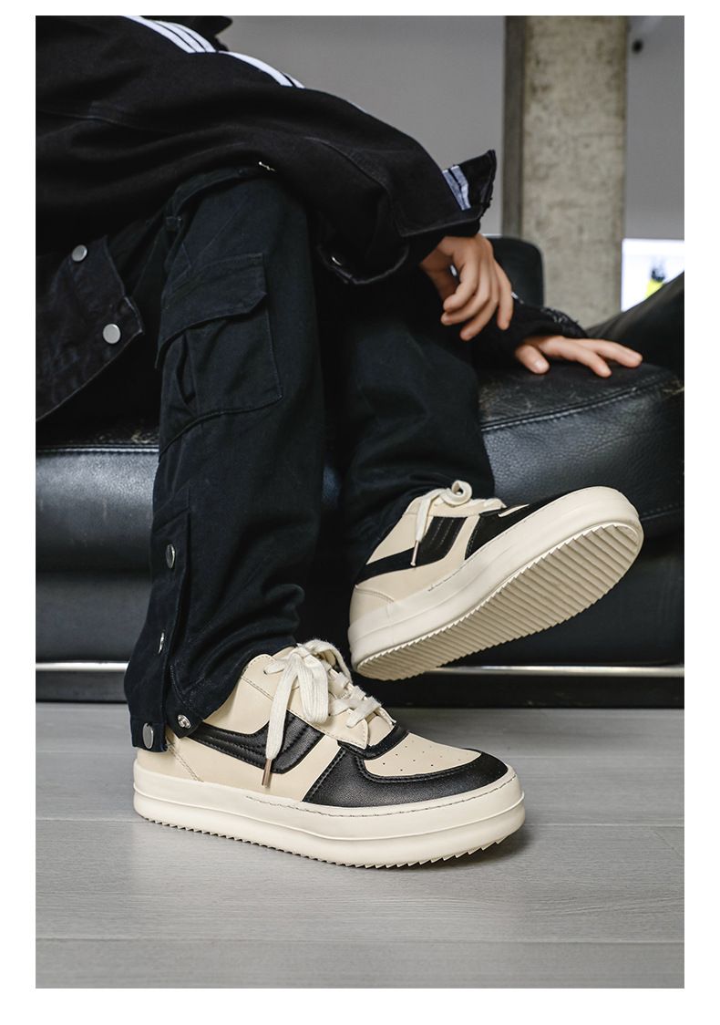 Herrenschuhe Neue Herrenschuhe Schwarz-weiße High Street-Schuhe Herren-Design-Sinn-Nähte Dicke Unterseite Sport Casual Weiße Schuhe Herren X178_voghion.com