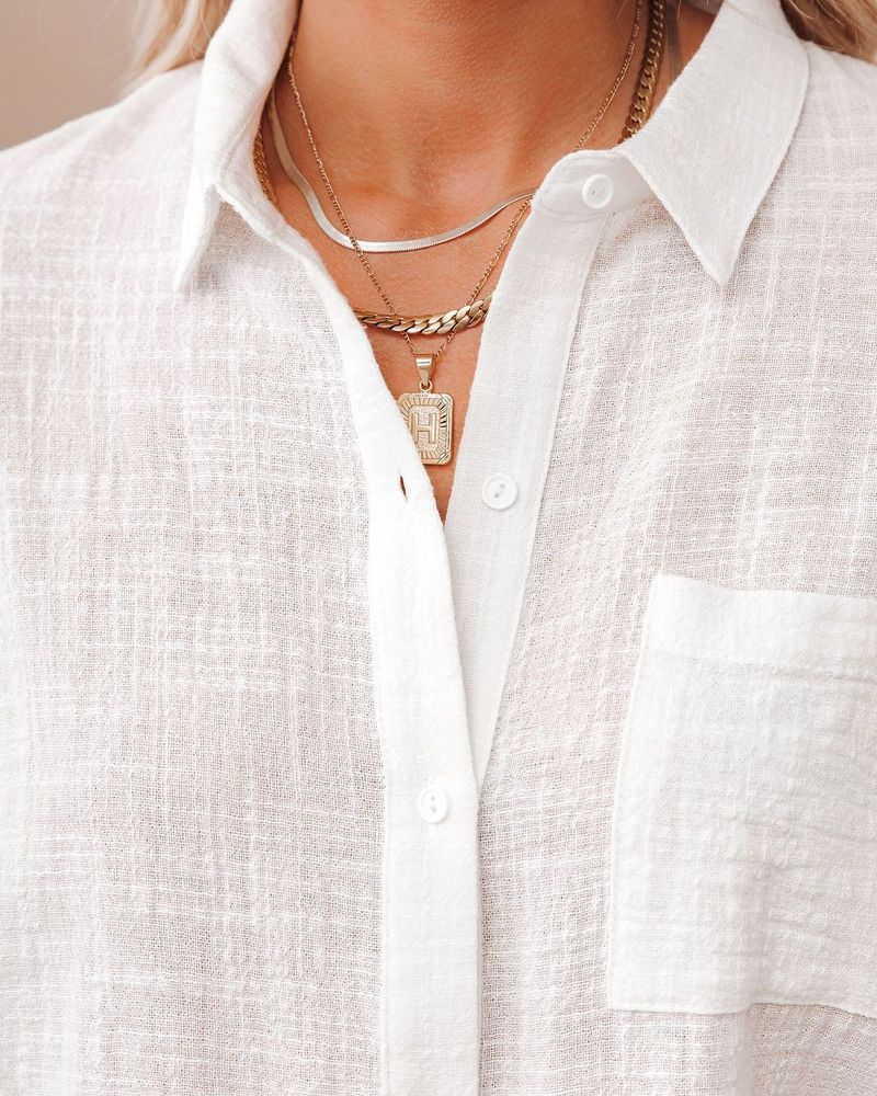 Women's Clothing Hot Cotton And Linen Shirt Short Sleeve Ladies Lapel Button Lining_voghion.com