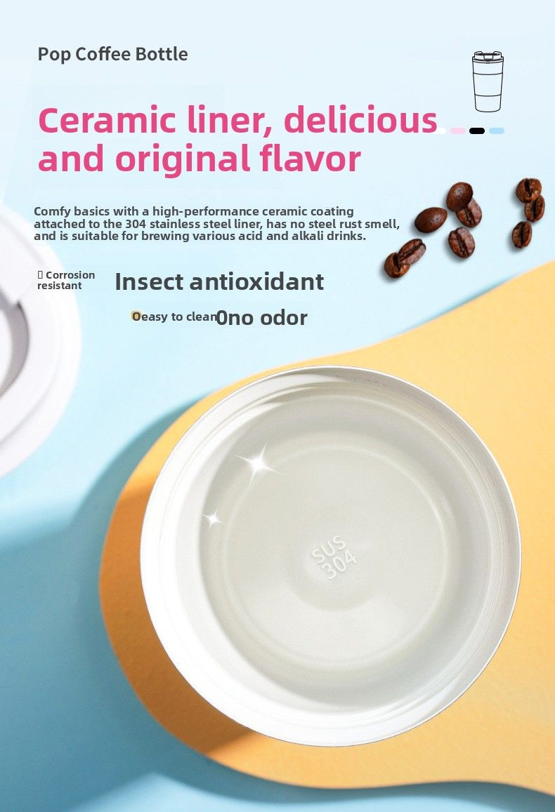 Coffee Accompanying Cup Ceramic Liner Spray Layer Thermal Insulation Portable Car Cold Insulation Cup High Value Girls Easy Cup_voghion.com