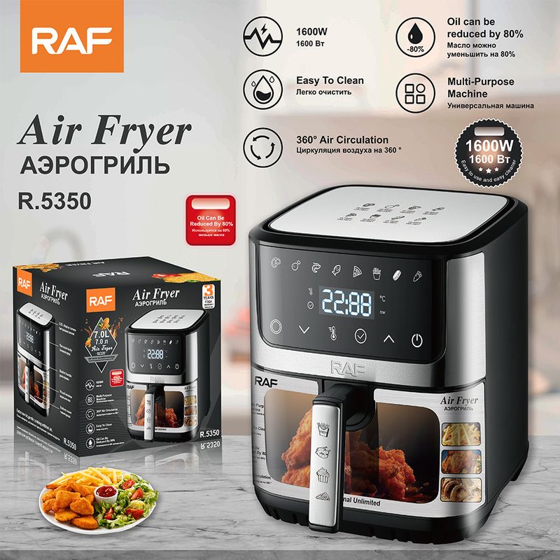 RAF EU/US Standard 6L Multifunctional Household Electric Cross-border Air Fryer With Visual Smart Touch Screen R5350_voghion.com
