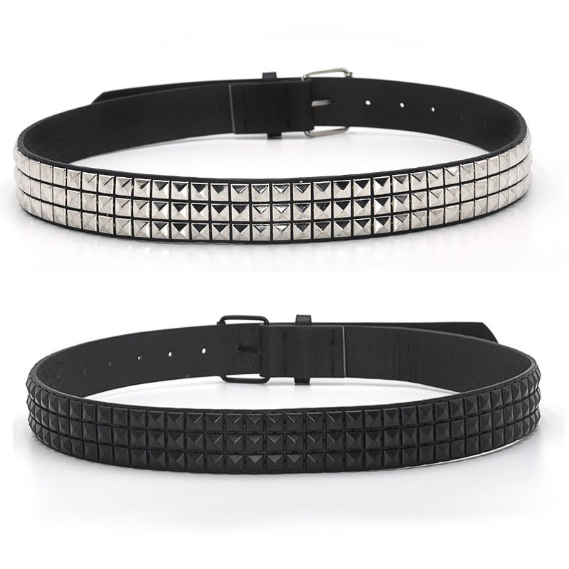 HOT High Quality Rivet Belt Men&Women's Studded Fashion Versatile Belts Punk Rock With Pin Buckle Drop Decoration Black Hot_voghion.com