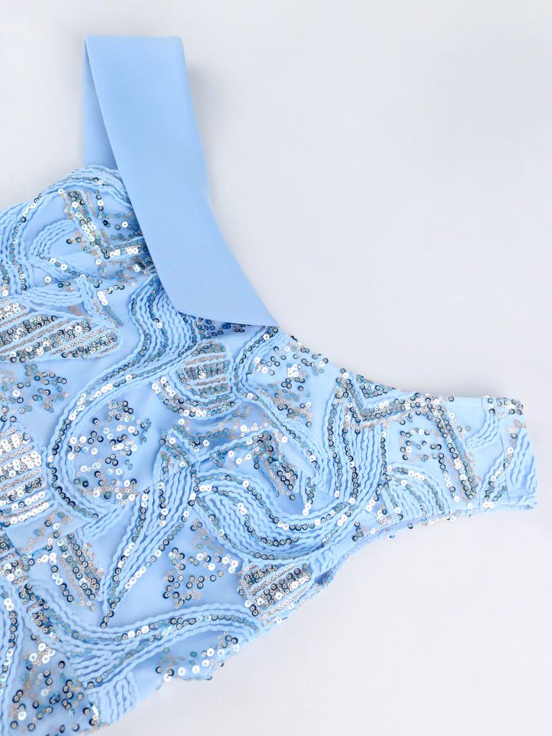 Women's sequined one-shoulder oblique collar dress sexy lady bow dress dress_voghion.com