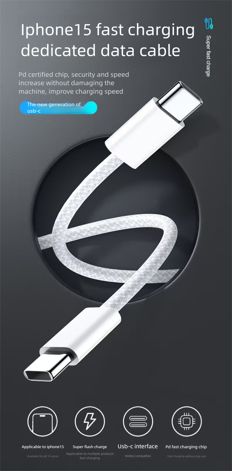Fast Data Compatible With IPhone And Android Dual Type-C Charging Cable_voghion.com