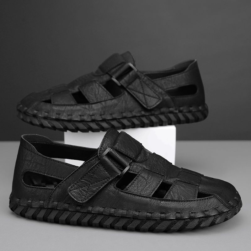 Unschlagbare Qualität italienische Herren atmungsaktive Strandschuhe, lässige Ledersandalen für den Außenbereich_voghion.com