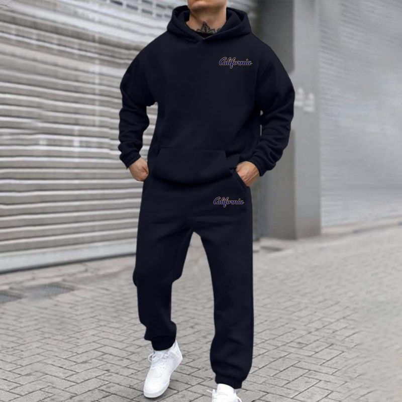 Men's Fleece Hoodie & Jogger Set With 3d Print - Casual Streetwear For Autumn Winter Fashion Trends_voghion.com