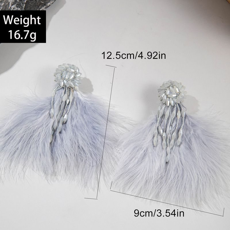 Soft White Feather Niche Design Gentle Stud For Women High-end Tassel Earrings Jewelry_voghion.com