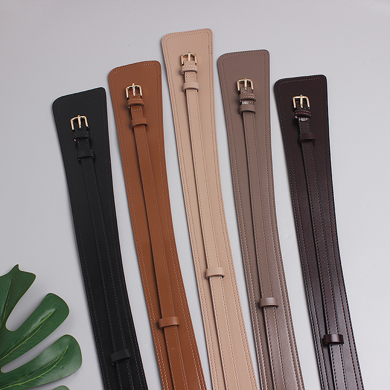 Ceinture large en cuir véritable pour femmes, jupe décorative pratique, manteau en laine, costume pull, ceinture polyvalente de style ins_voghion.com