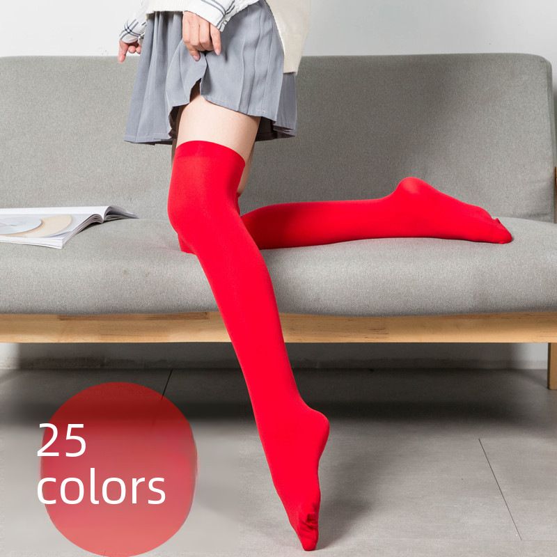 Aksamitne pończochy kokarda kuszące damskie zabawne pończochy japońskie słodkie podkolanówki hurtowo_voghion.com