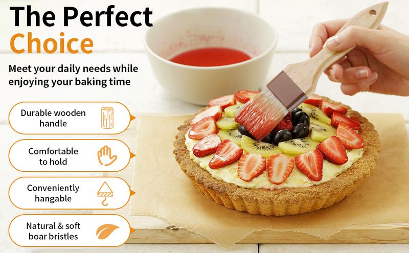3 Natural Bristle Pastry Brushes - Butter/Marinade BBQ_voghion.com