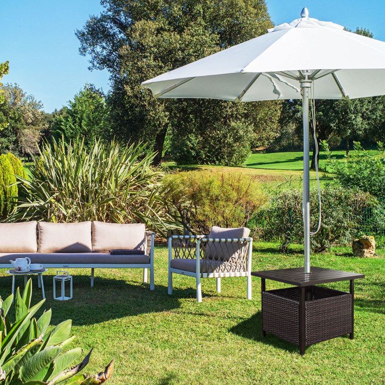 Outdoor Patio Rattan Wicker Steel Side Deck Table_voghion.com