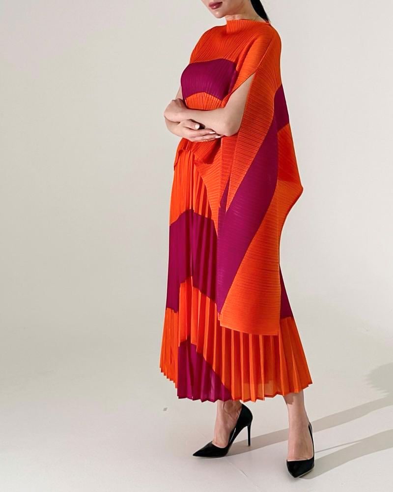 Women's Suit New Style All Match Irregular Color Matching Pleats Plus Fat Leisure Loose Two Piece Set_voghion.com