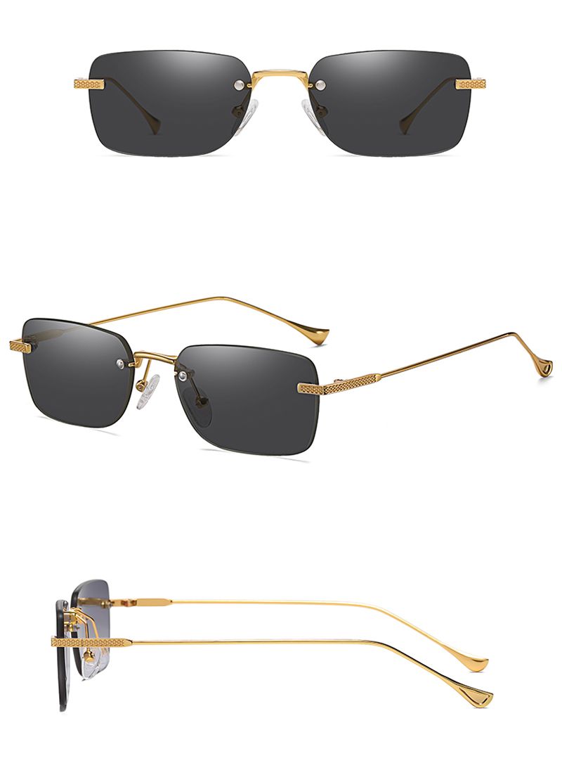 Mode Kachawoo männer platz sonnenbrille randlose gradienten kleine rahmen gold metall frau brillen zubehör rechteckigen braun_voghion.com