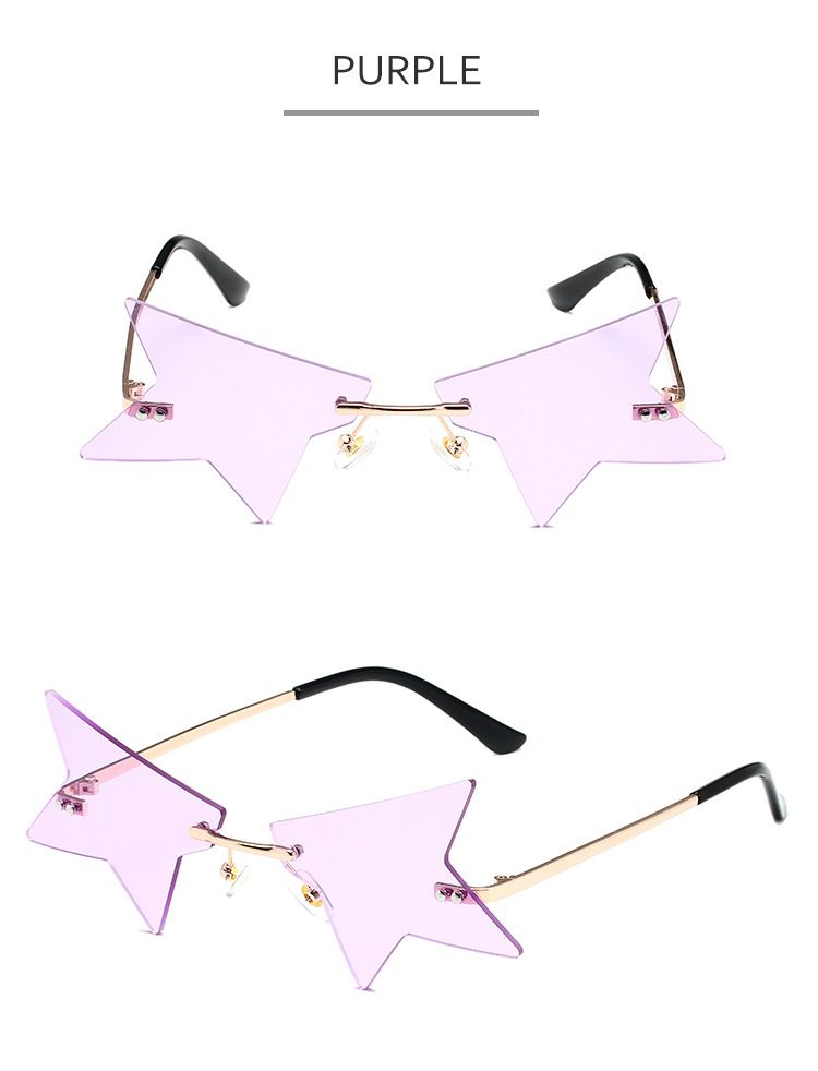 Occhiali da sole a mezza stella - Design creativo senza montatura e poligonale (stile danza e oceano da donna)_voghion.com